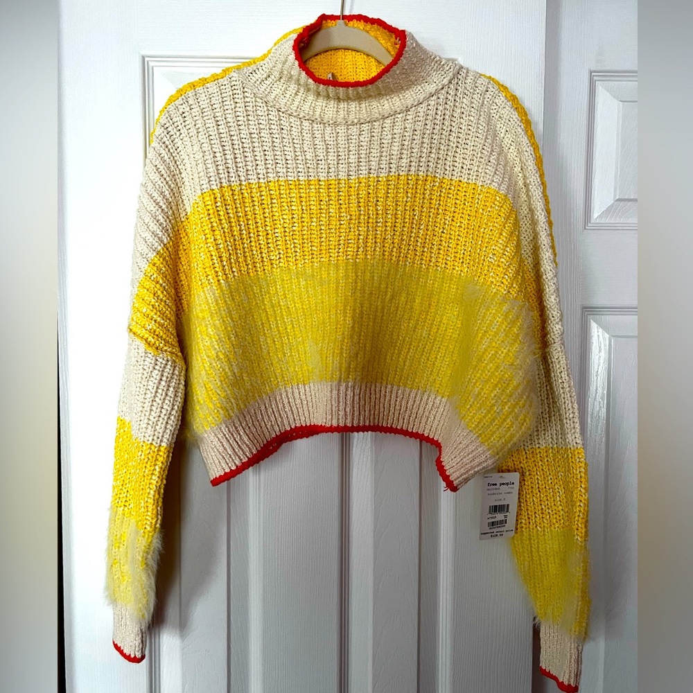 Free People Yellow Pullover Sweater